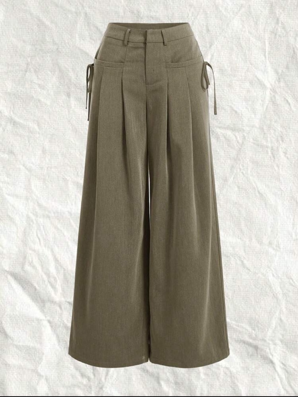SHEIN Olive Wide-Leg High-Waist Trousers